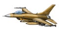 Â Airplane PNG Transparent background, F16 fighting Falcon with brown color camo