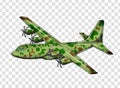 Airplane Png Transparent background, military aircraft multy role C30 on jungle camo body color