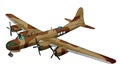 Airplane PNG Transparent background WW2 bomber B-29 Airplane with desert camo body color