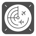 Airplane radar solid icon, airlines concept, radar monitor vector sign on white background, radar glyph style for mobile Royalty Free Stock Photo