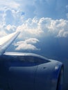 Airplane reactor sky view from aircraft