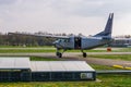 Airplane ready for take off with skydivers, extreme sports and hobbies, skydive entertainment Royalty Free Stock Photo