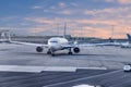 Airplane ready to take off in international airport