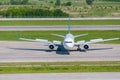 Airplane ready to take off from runway. A big Royalty Free Stock Photo