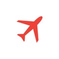 Airplane Red Icon On White Background. Red Flat Style Vector Illustration Royalty Free Stock Photo