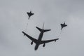 Airplane refueling at the sky Royalty Free Stock Photo