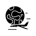 Airplane ride black icon, concept illustration, vector flat symbol, glyph sign. Royalty Free Stock Photo