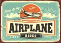 Airplane rides vintage advertising poster