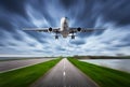 Airplane and road with motion blur effect Royalty Free Stock Photo