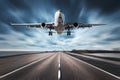 Airplane and road with motion blur effect Royalty Free Stock Photo