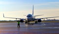 Airplane on the runway and Airtraffic controller