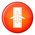 Airplane on the runway icon, flat style Royalty Free Stock Photo