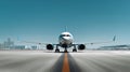 The airplane on the runway ready for takeoff against a clear blue sky..AI generated image Royalty Free Stock Photo