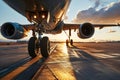 airplane& x27;s landing gear in motion as it departs from the runway, showcasing the elegance of flight technology Royalty Free Stock Photo