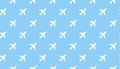 Airplane seamless background. Aircraft transportation blue and white pattern template. Aviation vector repeatable