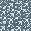 Airplane seamless pattern background vector illustration top view plane and aircraft transportation travel way design