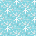 Airplane seamless pattern background vector illustration top view plane and aircraft transportation travel way design