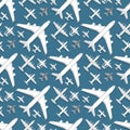 Airplane seamless pattern background vector illustration top view plane and aircraft transportation travel way design