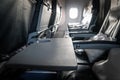 Airplane Seat Tray Open Empty Food Waiting Royalty Free Stock Photo