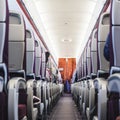 Airplane seats Airline seat row Perspective Interior Royalty Free Stock Photo