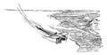 Airplane Sideslip Recovery Flying, vintage illustration