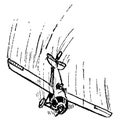 Airplane Sideslip Rudder Turned and Elevator Depressing Flying, vintage illustration