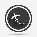 Airplane sign icon. Travel trip symbol. Royalty Free Stock Photo