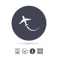 Airplane sign icon. Travel trip symbol. Royalty Free Stock Photo