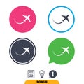 Airplane sign icon. Travel trip symbol. Royalty Free Stock Photo