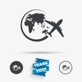 Airplane sign icon. Travel trip symbol. Royalty Free Stock Photo