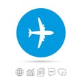 Airplane sign. Plane symbol. Travel icon.