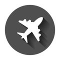 Airplane sign vector icon. Airport plane illustration. Business Royalty Free Stock Photo