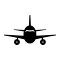 Airplane silhouette. Black aircraft icon