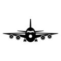 Airplane silhouette. Black aircraft icon