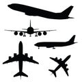 Airplane silhouette in different view