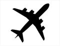 Airplane silhouette vector art white background