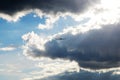 Airplane silhouette flying away against in dramatic sky Royalty Free Stock Photo