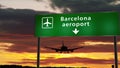 Plane landing in Barcelona
