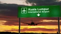 Plane landing in Kuala Lumpur