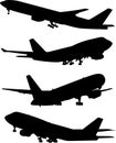Airplane silhouette set Royalty Free Stock Photo