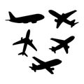 Airplane Silhouette Set Five Different Aircraft Shapes Vector Illustration Royalty Free Stock Photo