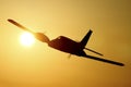 Airplane silhouette in the sunset