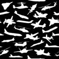 Airplane Silhouettes Aviation Themed Seamless Repeating Pattern Vector
