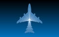Airplane silhouettes on blue background