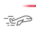 Airplane simple thin line vector icon. Outline, editable stroke.