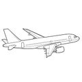 Airplane sketch, coloring, isolated object on white background, vector illustration