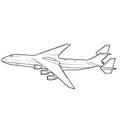 Airplane sketch, coloring, isolated object on white background, vector illustration