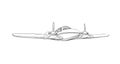 Airplane sketch isolated. Retro plane machine fly sign Royalty Free Stock Photo