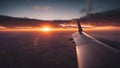 airplane in the sky aircraft sunset show sky Royalty Free Stock Photo