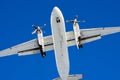 Airplane sky clouds flight airport Royalty Free Stock Photo